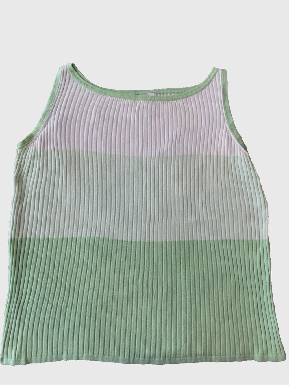 Fashion Bug 100% Cotton Boat Neck Color Block Ribbed Tank Size 22/24W Y2K Preppy
